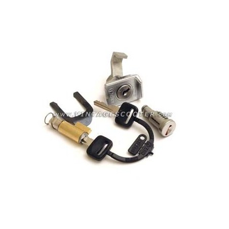 Serrures (jeu) Direction + boite à gants + selle Vespa PX 1° série / P200E